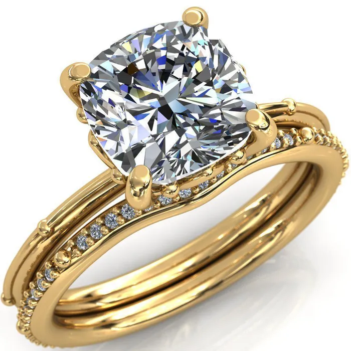 Klee Cushion Center Stone Summer Lily Engagement Ring Fire Brilliance Rings