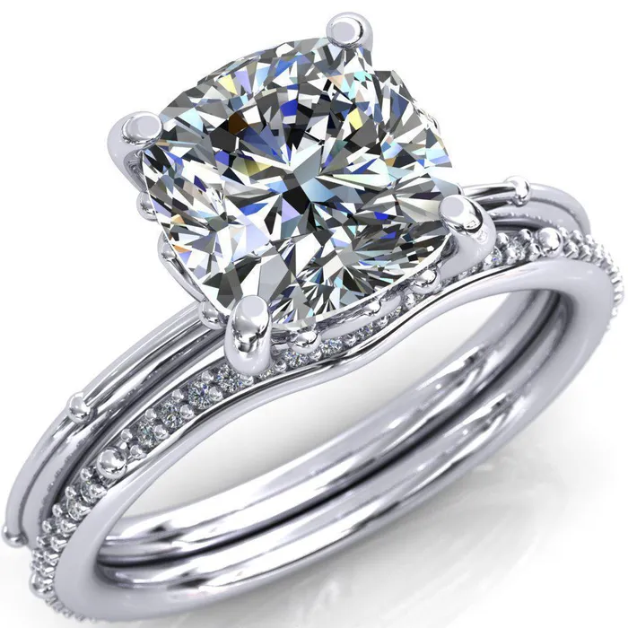 Klee Cushion Center Stone Summer Lily Engagement Ring Fire Brilliance Rings