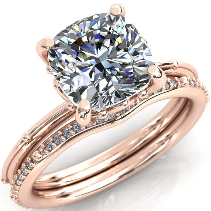 Klee Cushion Center Stone Summer Lily Engagement Ring Fire Brilliance Rings