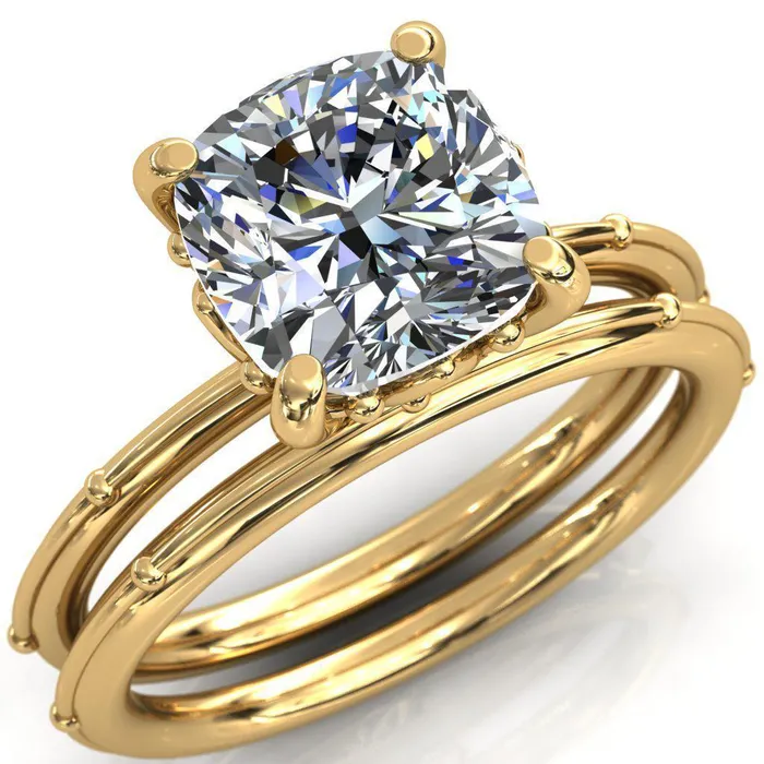 Klee Cushion Center Stone Summer Lily Engagement Ring Fire Brilliance Rings