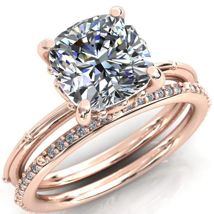 Klee Cushion Center Stone Summer Lily Engagement Ring Fire Brilliance Rings