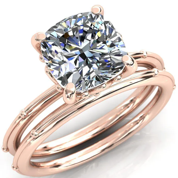 Klee Cushion Center Stone Summer Lily Engagement Ring Fire Brilliance Rings