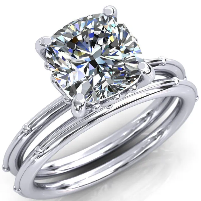 Klee Cushion Center Stone Summer Lily Engagement Ring Fire Brilliance Rings
