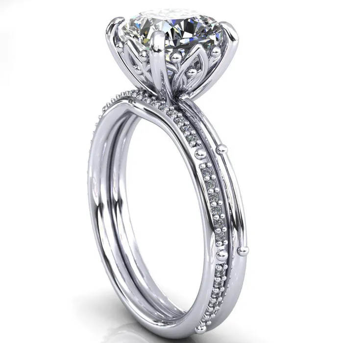 Klee Cushion Center Stone Summer Lily Engagement Ring Fire Brilliance Rings