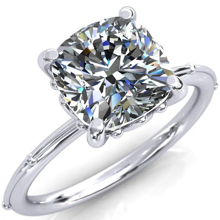 Klee Cushion Center Stone Summer Lily Engagement Ring Fire Brilliance Rings