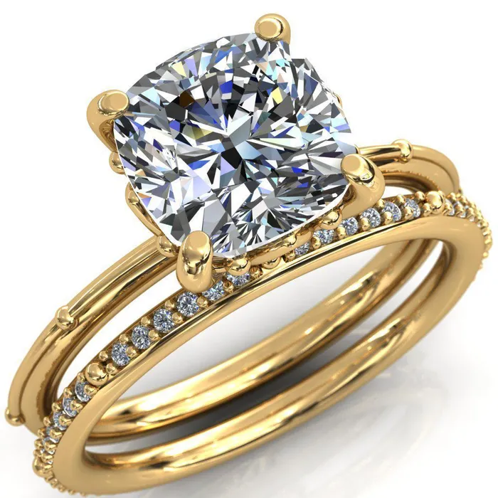 Klee Cushion Center Stone Summer Lily Engagement Ring Fire Brilliance Rings