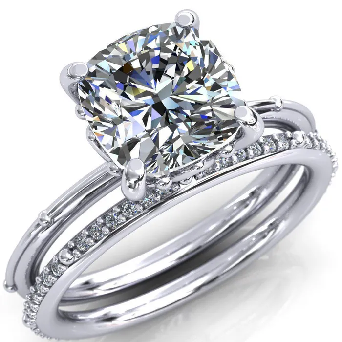 Klee Cushion Center Stone Summer Lily Engagement Ring Fire Brilliance Rings