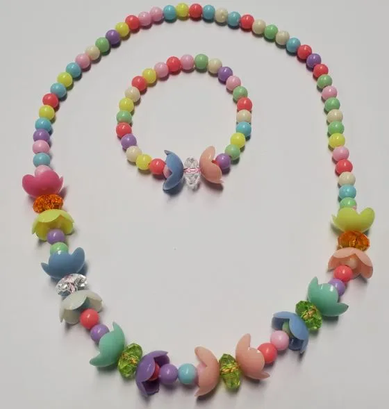 L468 Colorful Petals Necklace Bracelet Set POLLY Bracelets