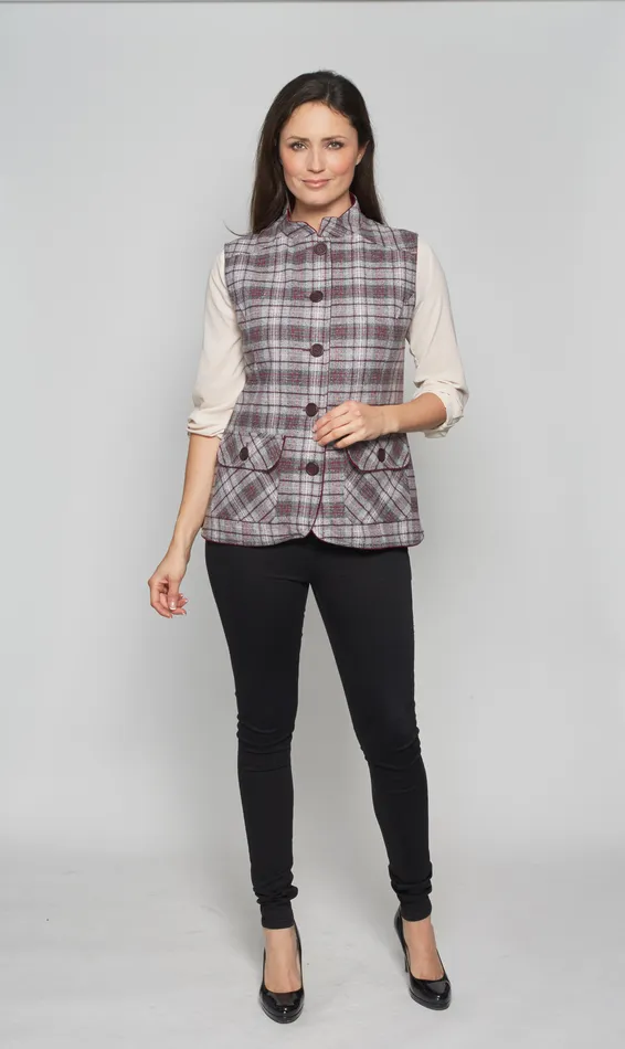 Ladies Wine Tweed Gilet David Barry Earrings Ladies Wine Tweed Gilet David Barry Earrings