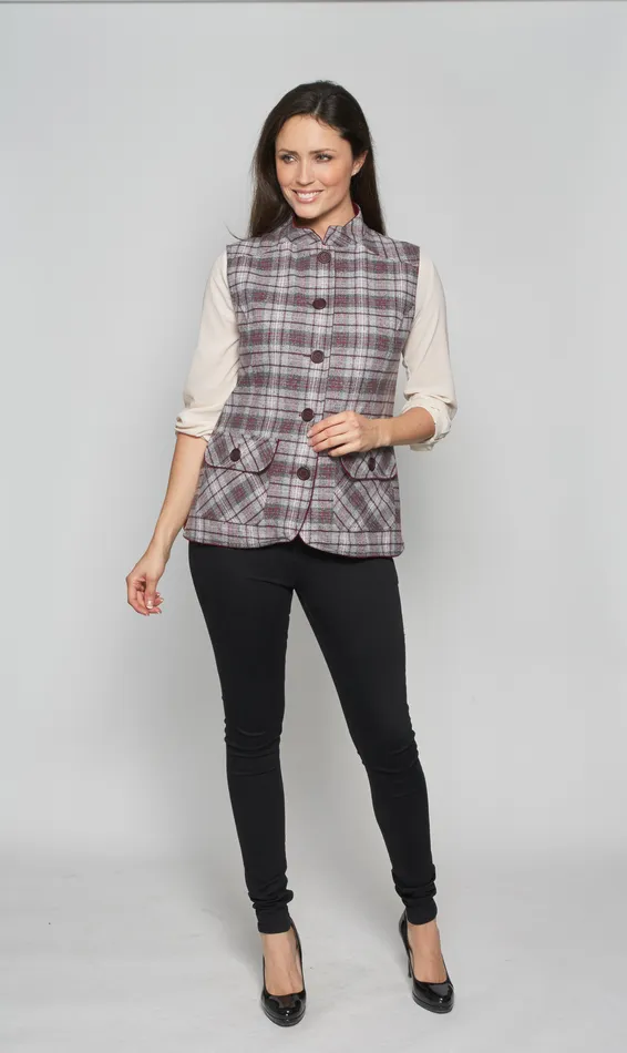Ladies Wine Tweed Gilet David Barry Earrings Ladies Wine Tweed Gilet David Barry Earrings