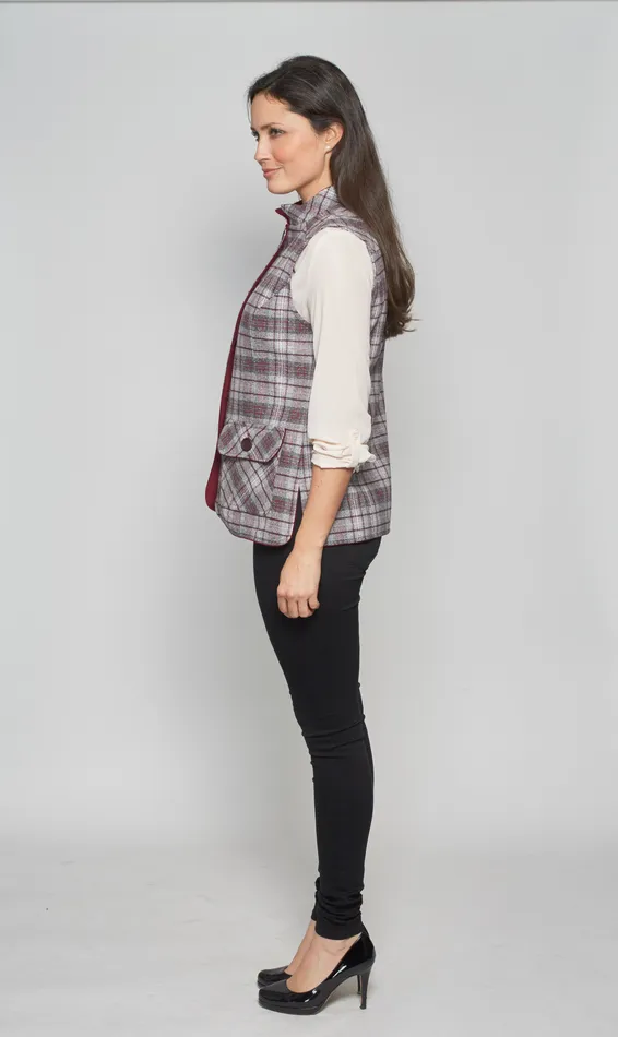 Ladies Wine Tweed Gilet David Barry Earrings Ladies Wine Tweed Gilet David Barry Earrings