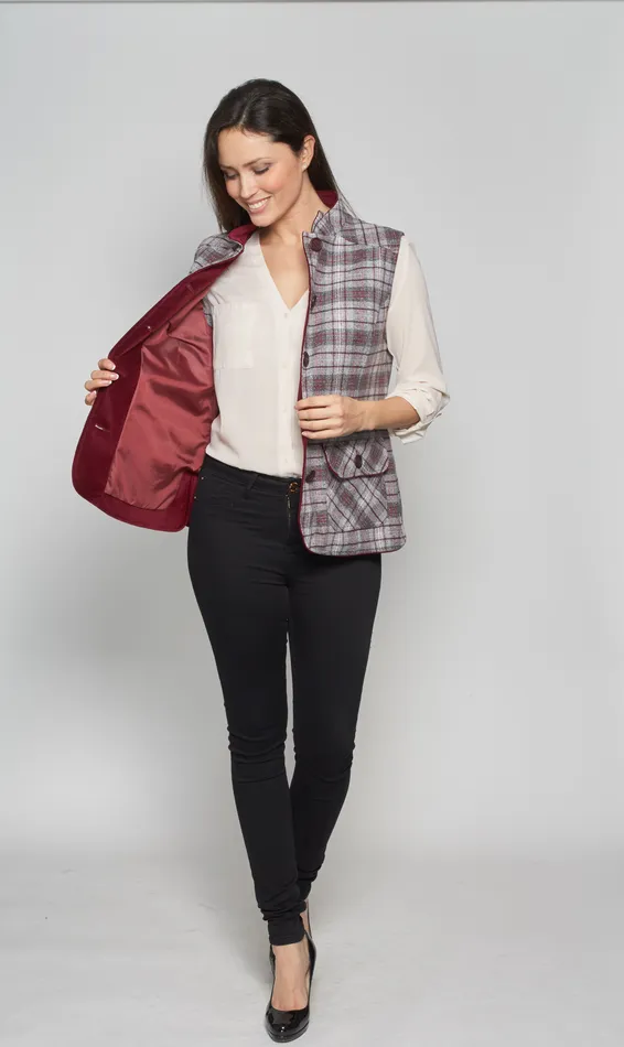 Ladies Wine Tweed Gilet David Barry Earrings Ladies Wine Tweed Gilet David Barry Earrings