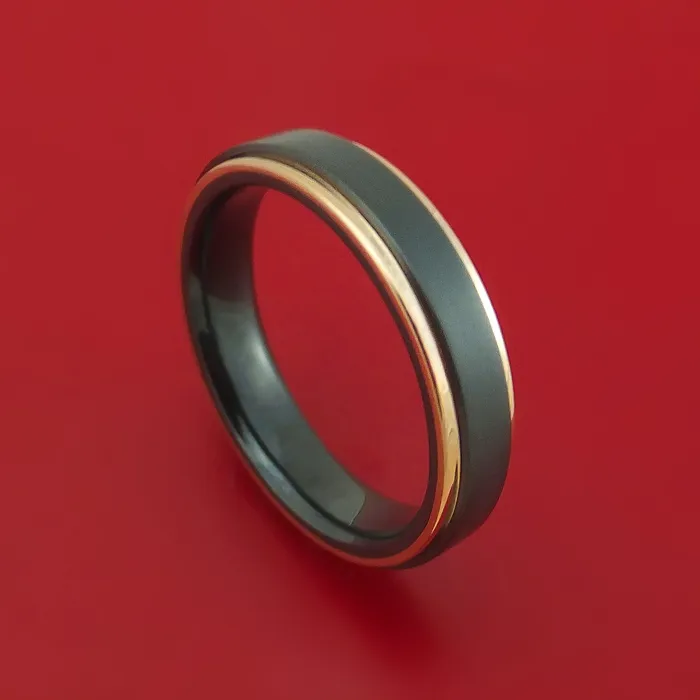 Lashbrook Rings Black Zirconium Ring with 14K Rose Gold Edges Custom Made Band Lashbrook Rings Black Zirconium Ring with 14K Rose Gold Edges Custom Made Band