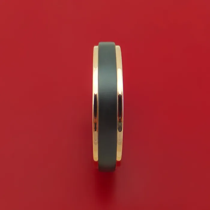 Lashbrook Rings Black Zirconium Ring with 14K Rose Gold Edges Custom Made Band Lashbrook Rings Black Zirconium Ring with 14K Rose Gold Edges Custom Made Band