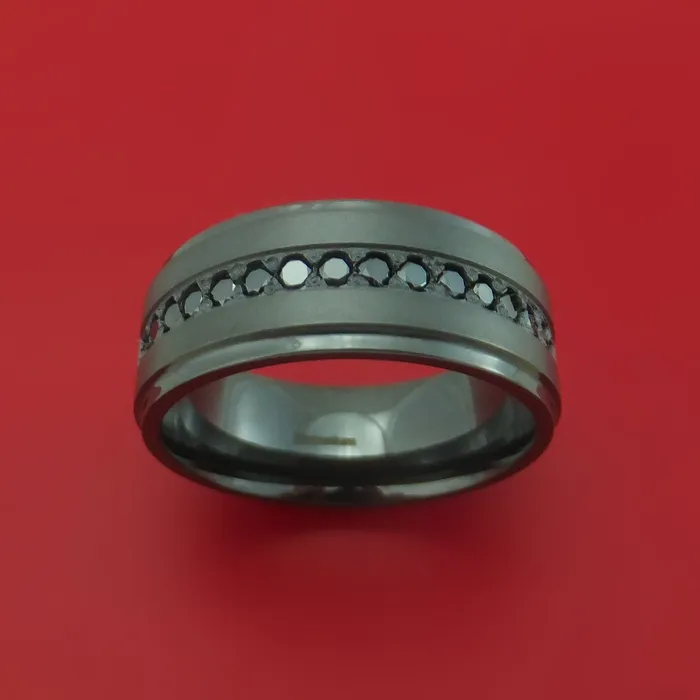 Lashbrook Rings Black Zirconium Ring with Black Diamonds Custom Made Band Lashbrook Rings Black Zirconium Ring with Black Diamonds Custom Made Band