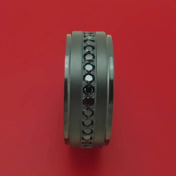 Lashbrook Rings Black Zirconium Ring with Black Diamonds Custom Made Band Lashbrook Rings Black Zirconium Ring with Black Diamonds Custom Made Band