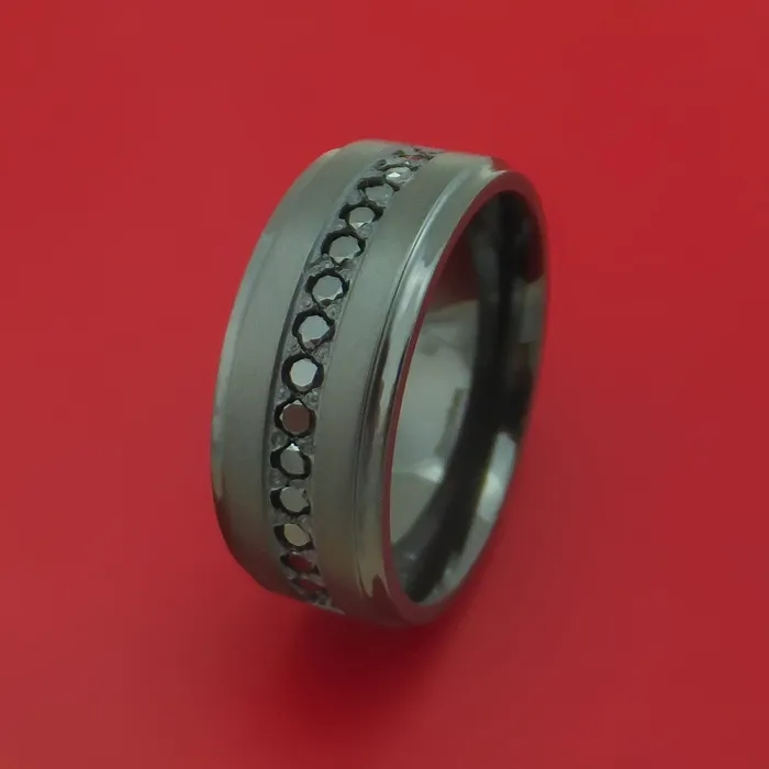 Lashbrook Rings Black Zirconium Ring with Black Diamonds Custom Made Band Lashbrook Rings Black Zirconium Ring with Black Diamonds Custom Made Band