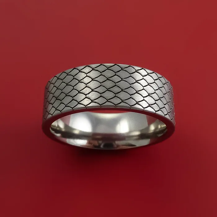 Lashbrook Rings Titanium Ring with Custom Dragon LaserEtched Pattern Inlay Custom Made Band Lashbrook Rings Titanium Ring with Custom Dragon LaserEtched Pattern Inlay Custom Made Band