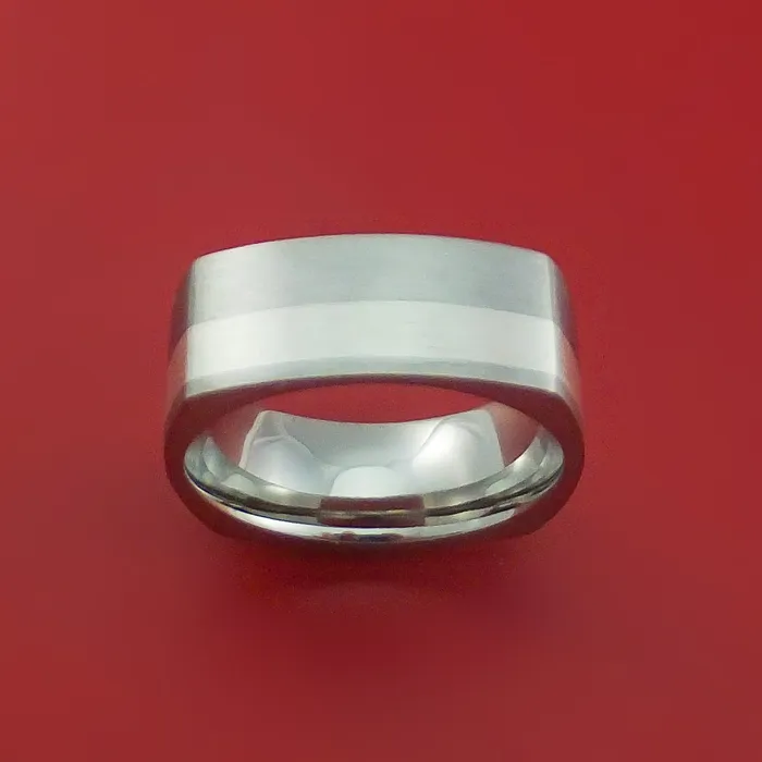 Lashbrook Rings Titanium Ring with Silver Inlay Square Band any Sizing from 322 Modern Design Lashbrook Rings Titanium Ring with Silver Inlay Square Band any Sizing from 322 Modern Design
