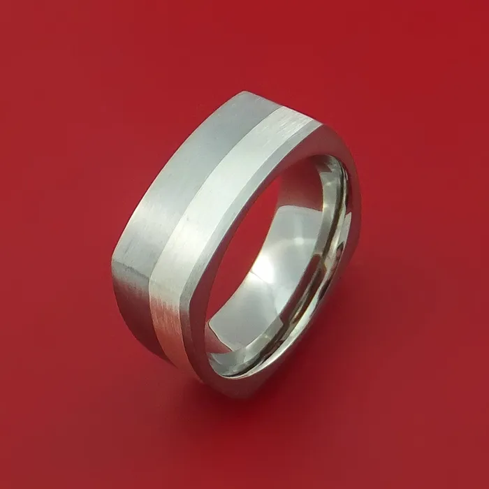 Lashbrook Rings Titanium Ring with Silver Inlay Square Band any Sizing from 322 Modern Design Lashbrook Rings Titanium Ring with Silver Inlay Square Band any Sizing from 322 Modern Design