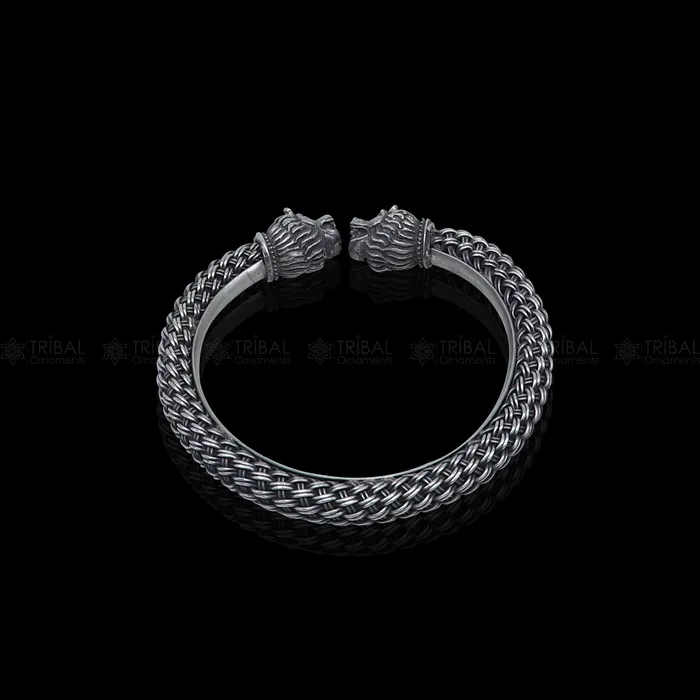 lion face design 925 sterling silver handmade bangle bracelet kada nsk852 TRIBAL ORNAMENTS Bracelets