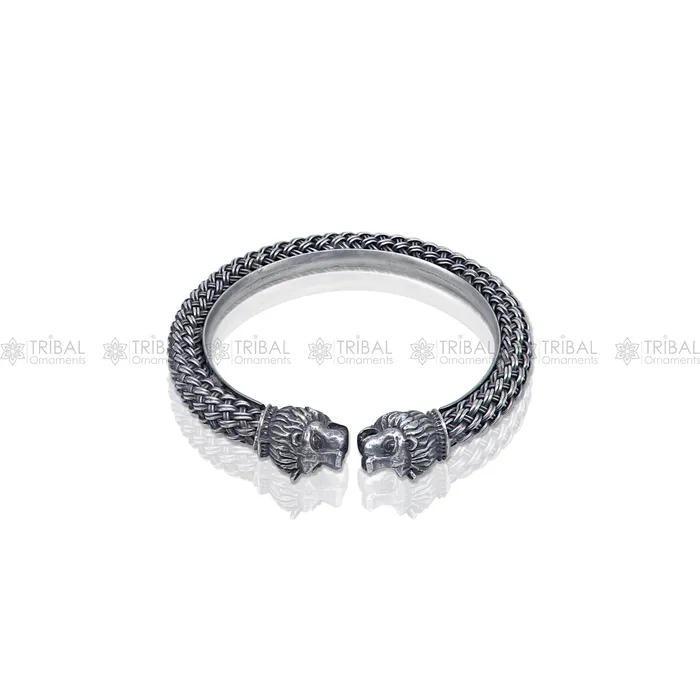 lion face design 925 sterling silver handmade bangle bracelet kada nsk852 TRIBAL ORNAMENTS Bracelets