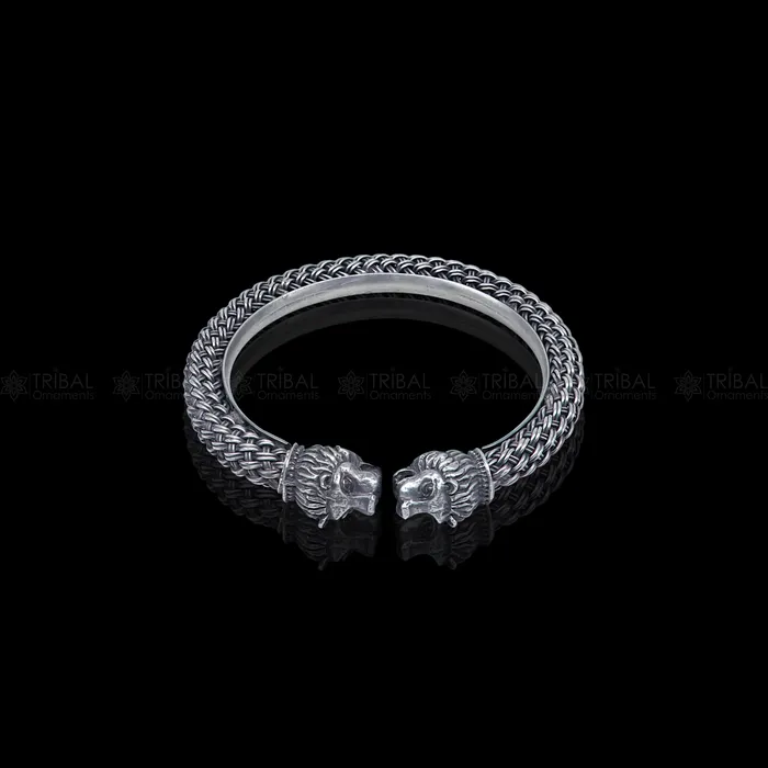 lion face design 925 sterling silver handmade bangle bracelet kada nsk852 TRIBAL ORNAMENTS Bracelets