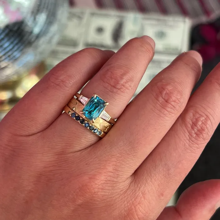 Made By Gem Breakfast Rings Undertow Blue Round Brilliant Cut Sapphire Band Made By Gem Breakfast Rings Undertow Blue Round Brilliant Cut Sapphire Band