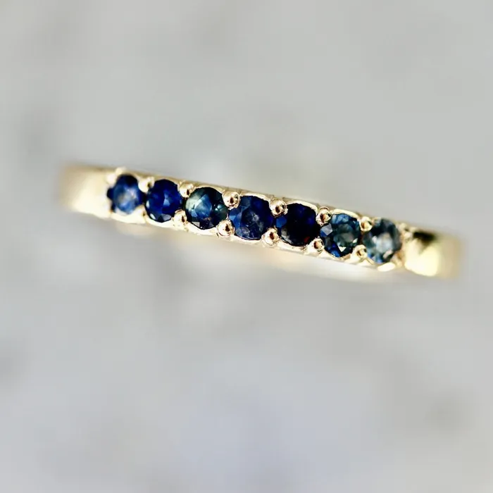 Made By Gem Breakfast Rings Undertow Blue Round Brilliant Cut Sapphire Band