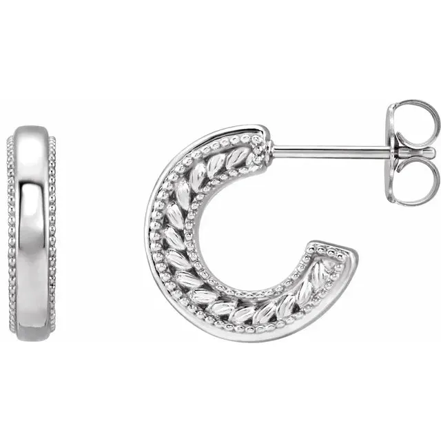 Milgrain and Rope Design Huggies Hoop Earrings Fire Brilliance Earrings