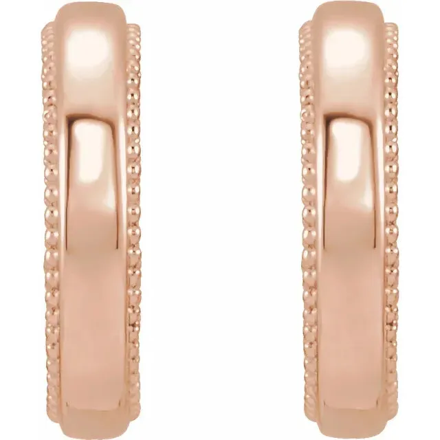 Milgrain and Rope Design Huggies Hoop Earrings Fire Brilliance Earrings