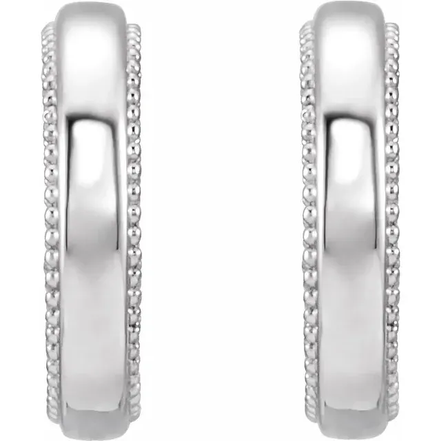 Milgrain and Rope Design Huggies Hoop Earrings Fire Brilliance Earrings