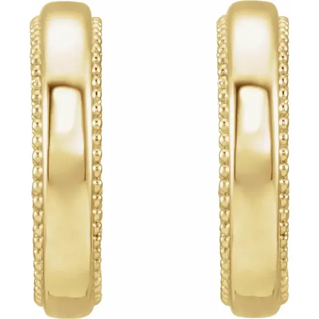 Milgrain and Rope Design Huggies Hoop Earrings Fire Brilliance Earrings