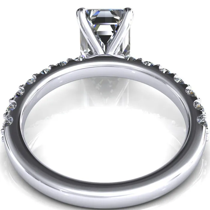 Mylene Emerald Center Stone 4 Prong Sculptural Half Eternity Diamond Engagement Ring Fire Brilliance Rings