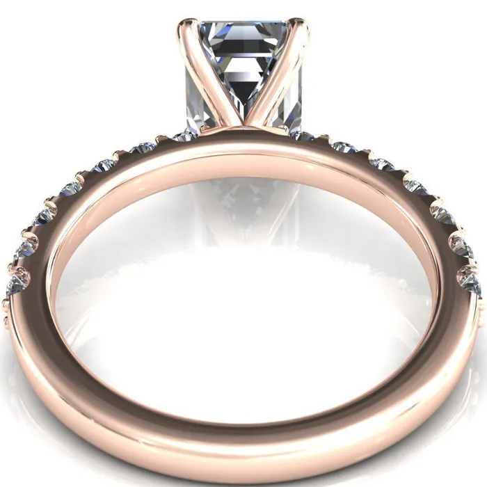 Mylene Emerald Center Stone 4 Prong Sculptural Half Eternity Diamond Engagement Ring Fire Brilliance Rings