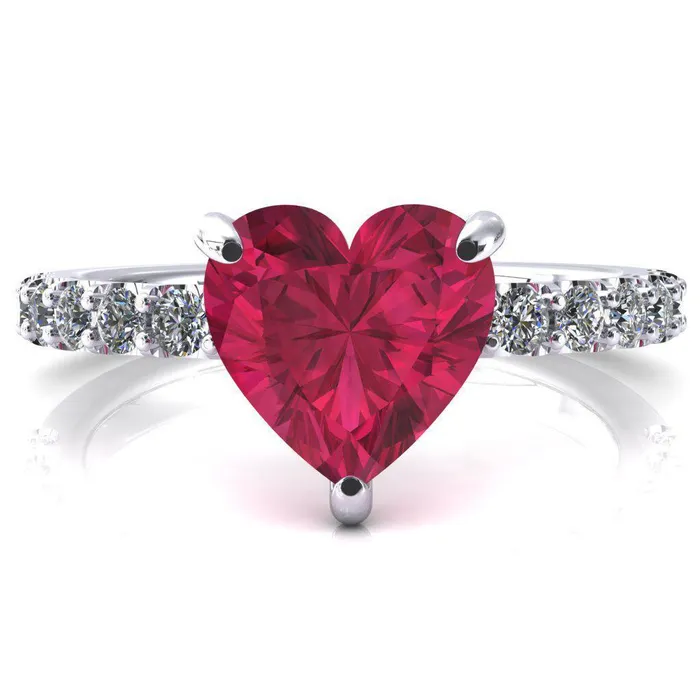 Mylene Heart Ruby 3 Prong Sculptural Half Eternity Diamond Engagement Ring Fire Brilliance Rings Mylene Heart Ruby 3 Prong Sculptural Half Eternity Diamond Engagement Ring Fire Brilliance Rings