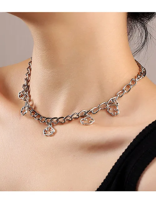 N45 Silver Chain Cloud Charm Necklace FREE Earrings 02 Earrings