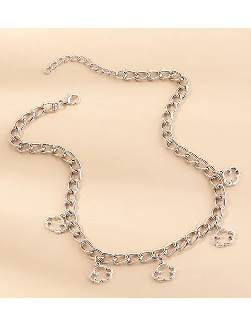 N45 Silver Chain Cloud Charm Necklace FREE Earrings 02 Earrings