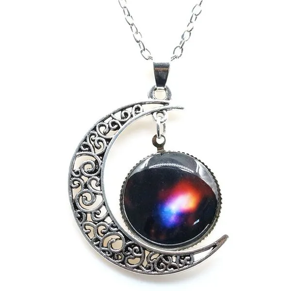 N627 Silver Moon Stargazer Necklace with FREE Earrings 01 Necklaces