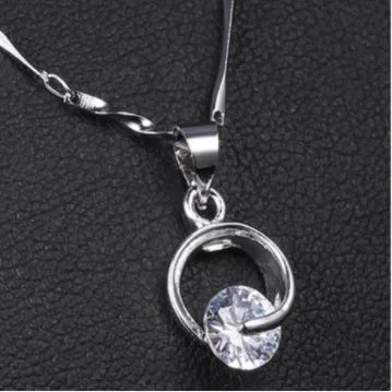 N964 Silver Dainty Circle Rhinestone Necklace with FREE Earrings POLLY Necklaces N964 Silver Dainty Circle Rhinestone Necklace with FREE Earrings POLLY Necklaces