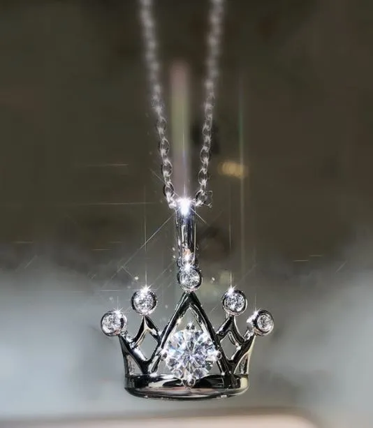 N994 Silver Rhinestone Crown Necklace With FREE Earrings Polly Necklaces