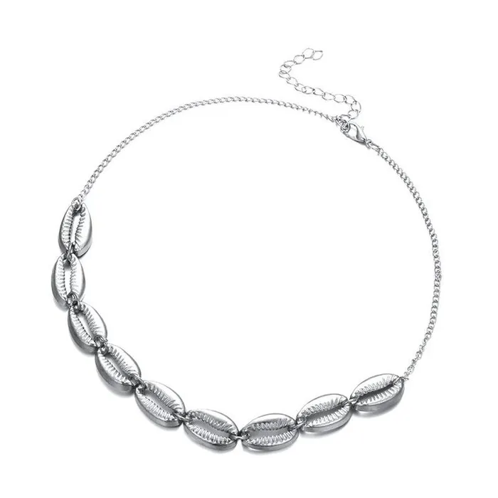 Necklaces 01 N1461 Silver Sea Shell Necklace with Free Earrings