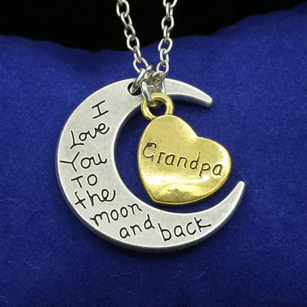 Necklaces 01 N788 Grandpa I Love You to the Moon and Back Necklace