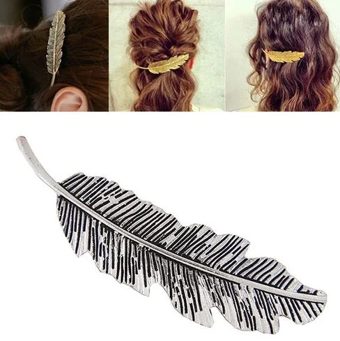 Necklaces 02 H510 Silver Feather Hair Clip