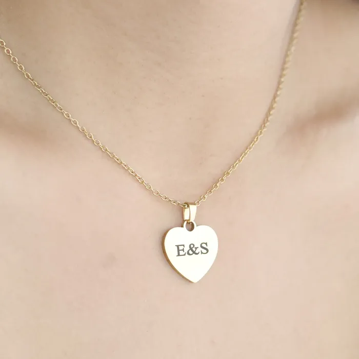 Necklaces 18K GoldFilled Engraved Name Necklace Personalized Heart Initial Necklace Jewelvers