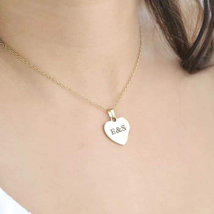 Necklaces 18K GoldFilled Engraved Name Necklace Personalized Heart Initial Necklace Jewelvers