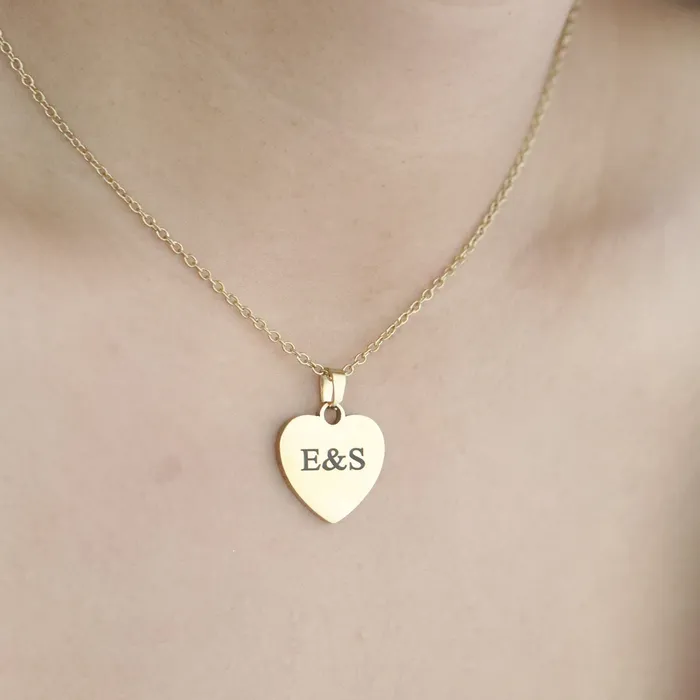 Necklaces 18K GoldFilled Engraved Name Necklace Personalized Heart Initial Necklace Jewelvers