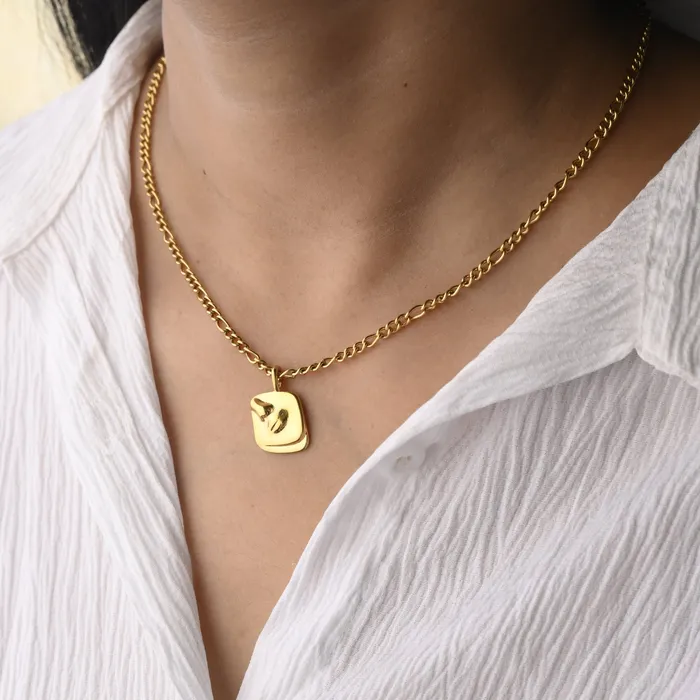 Necklaces 18K GoldFilled Female Face Pendant Necklace Jewelvers