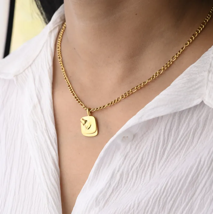 Necklaces 18K GoldFilled Female Face Pendant Necklace Jewelvers