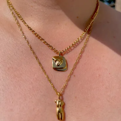Necklaces 18K GoldFilled Female Face Pendant Necklace Jewelvers